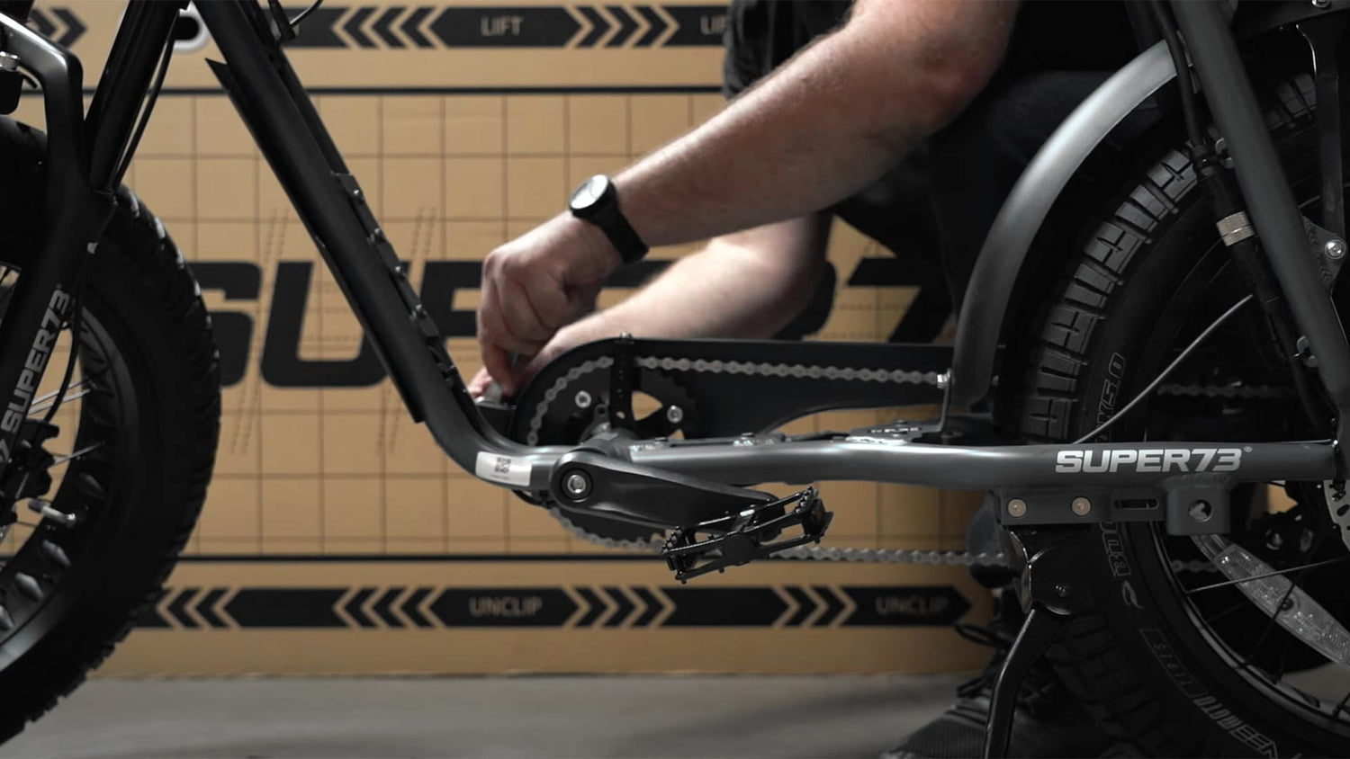 Mechanic adjusting Super73 ebike pedal