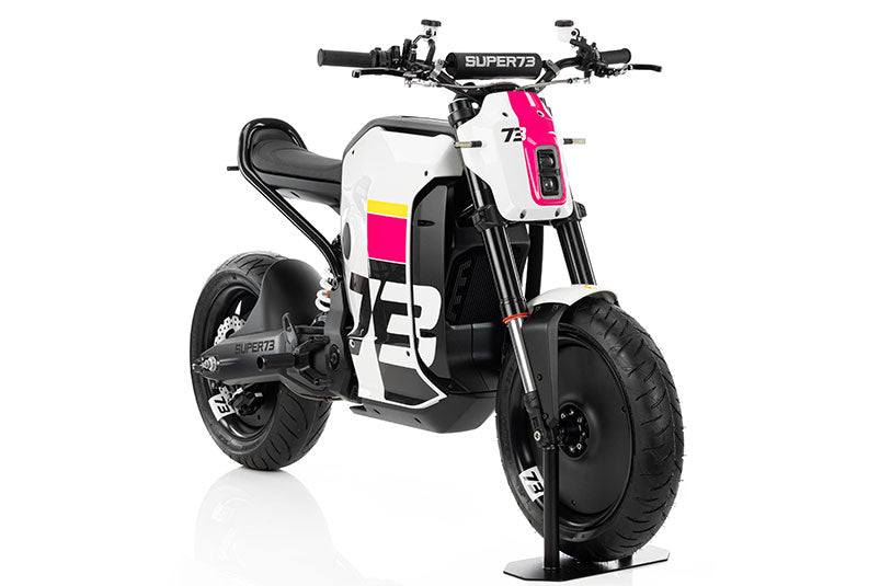 Front angle studio shot view of Super73 C1X ebike on white background