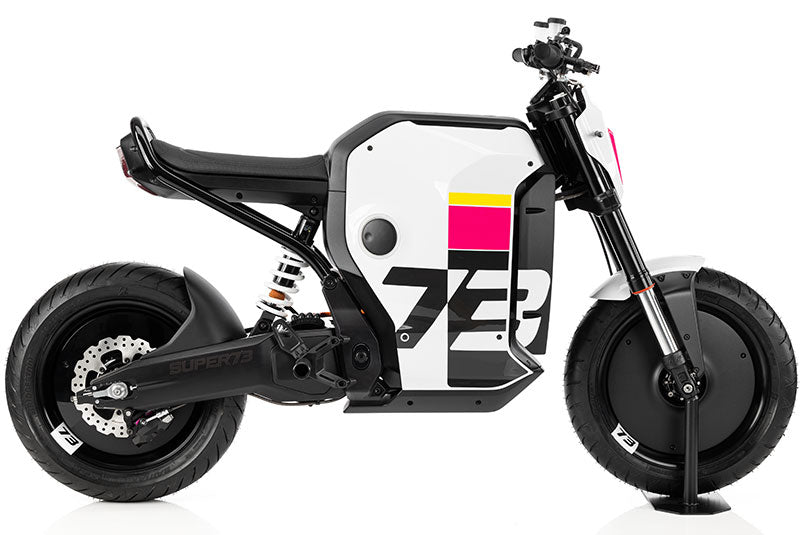 Side profile studio shot view of Super73 C1X ebike on white background