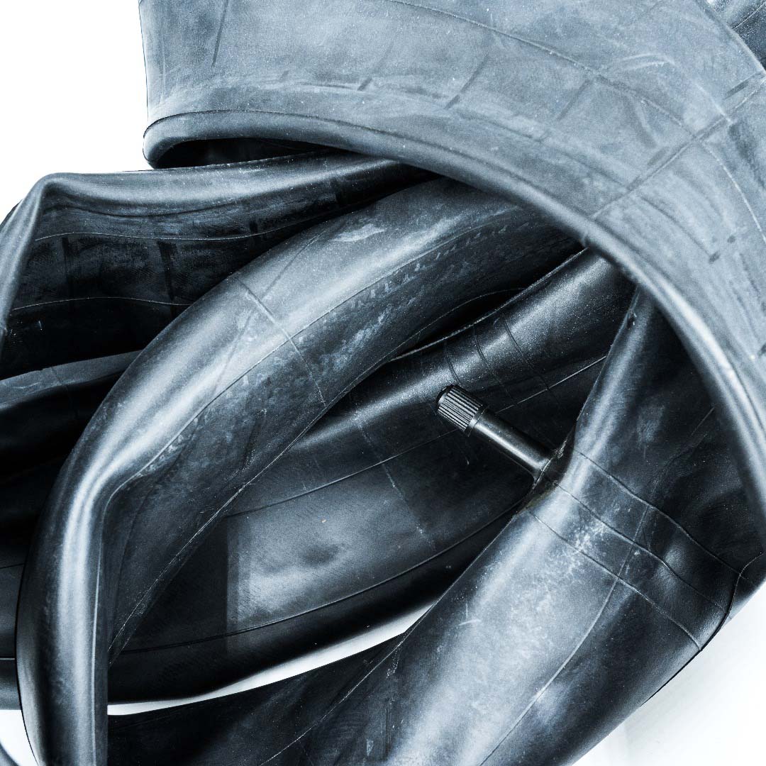 Closeup of Inner Tube 20 x 4" on white background.