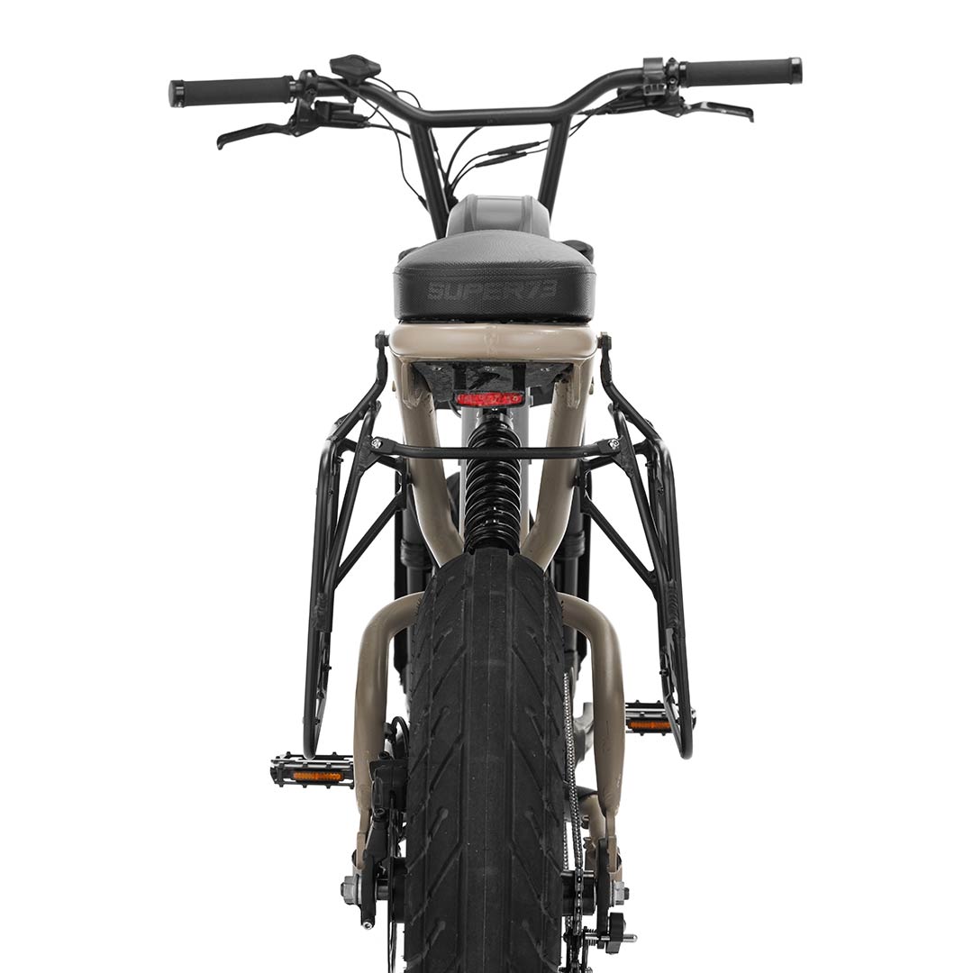 Back view product image of the R Series Side Rack on bike.