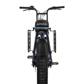 Rear view of S2 Side Rack on Super73 ebike set to white background.