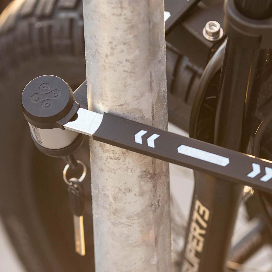 Lifestyle Kryptonite Folding Lock on bike.