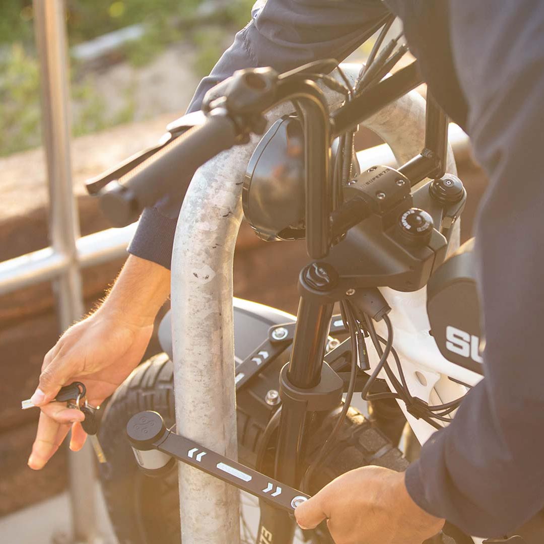 Lifestyle Kryptonite Folding Lock on bike.