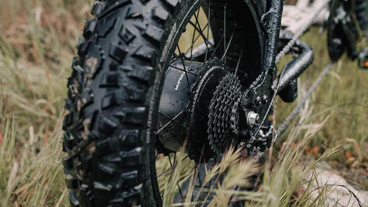 Closeup of the Super73-Z Adventure Series ebike 8-speed kit
