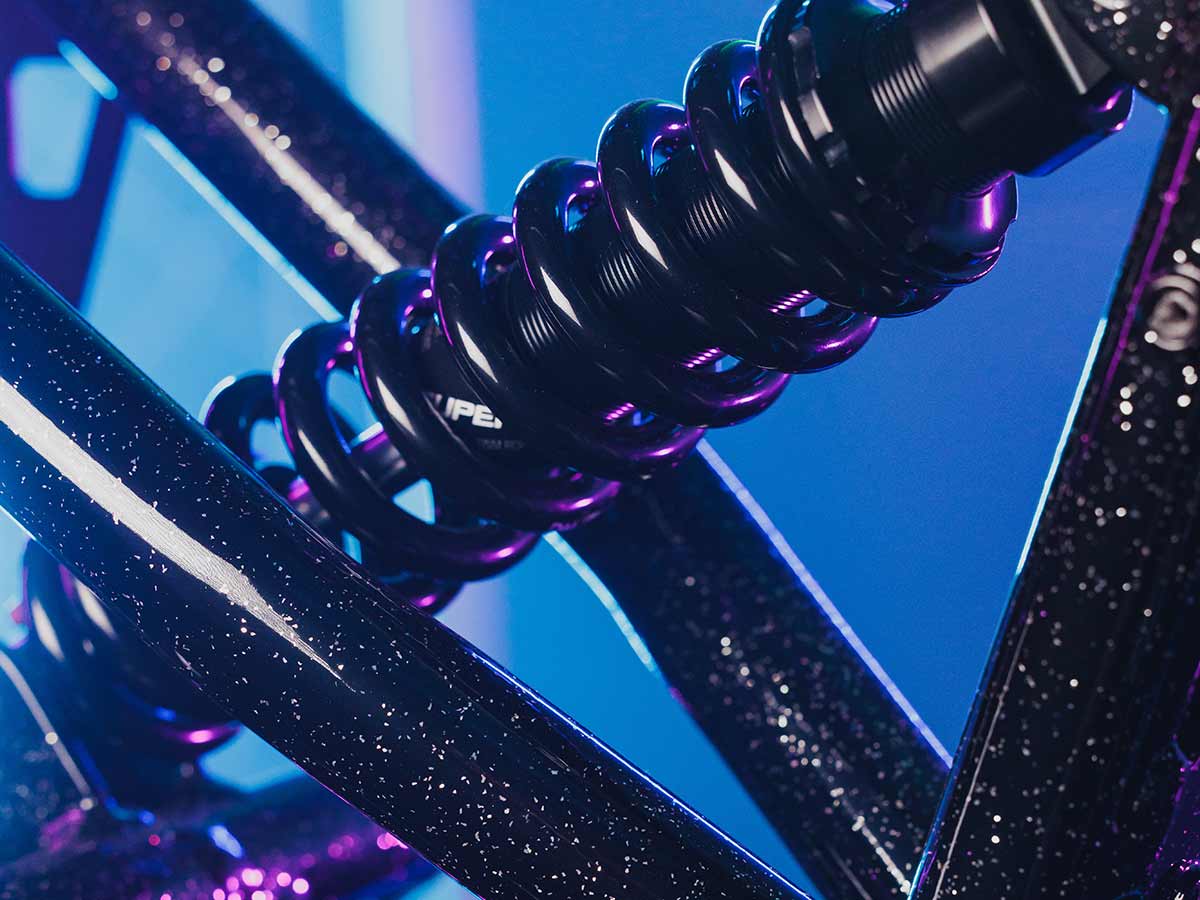 Closeup shot of the hydraulic brakes