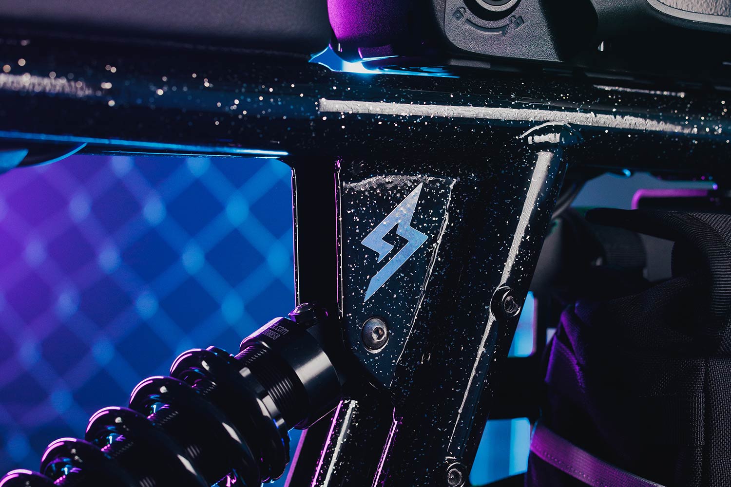 Closeup image of the SECTOR73 R Brooklyn CosmicDust bike custom paint
