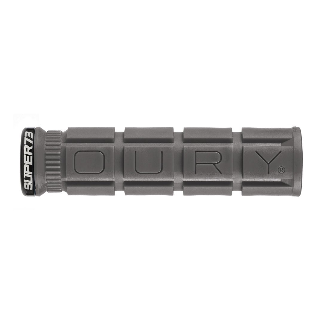 Graphite SUPER73 x Oury Single-Sided Locked-On V2 Grip on white background.