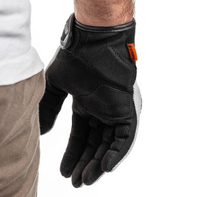 chalk white glove on white background view 2