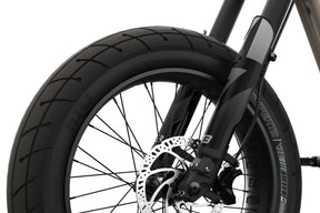 Closeup view of R Brooklyn: Metallic Aluminum, Super73 ebike LZRD tires