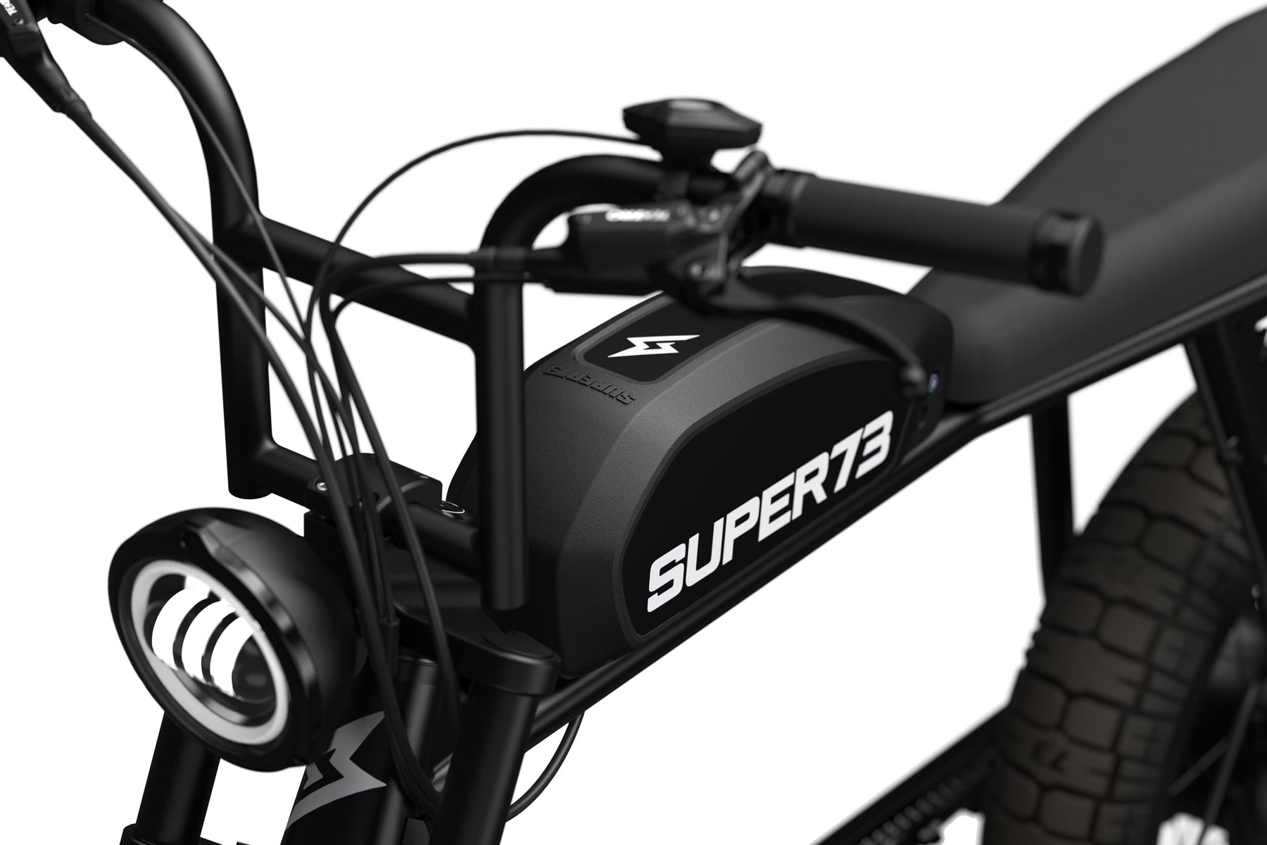 Closeup view of S2: Obsidian, Super73 ebike battery