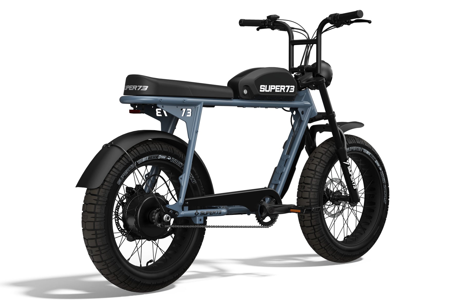 Back angle of S2: Panthro Blue, Super73 ebike