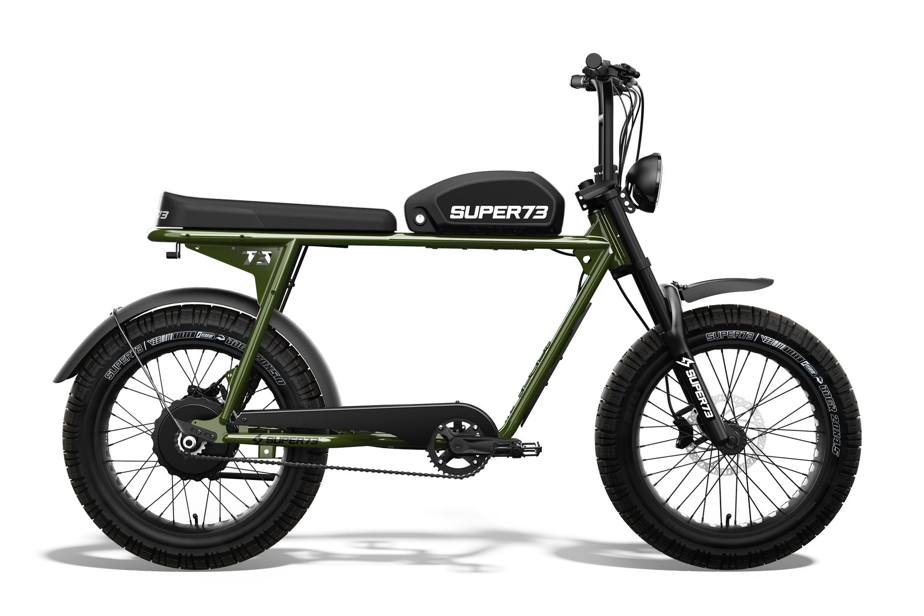 Side view of S2: Flannel Green, Super73 ebike